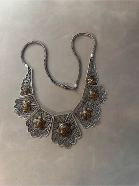 Antique-Style sterling silver statement necklace